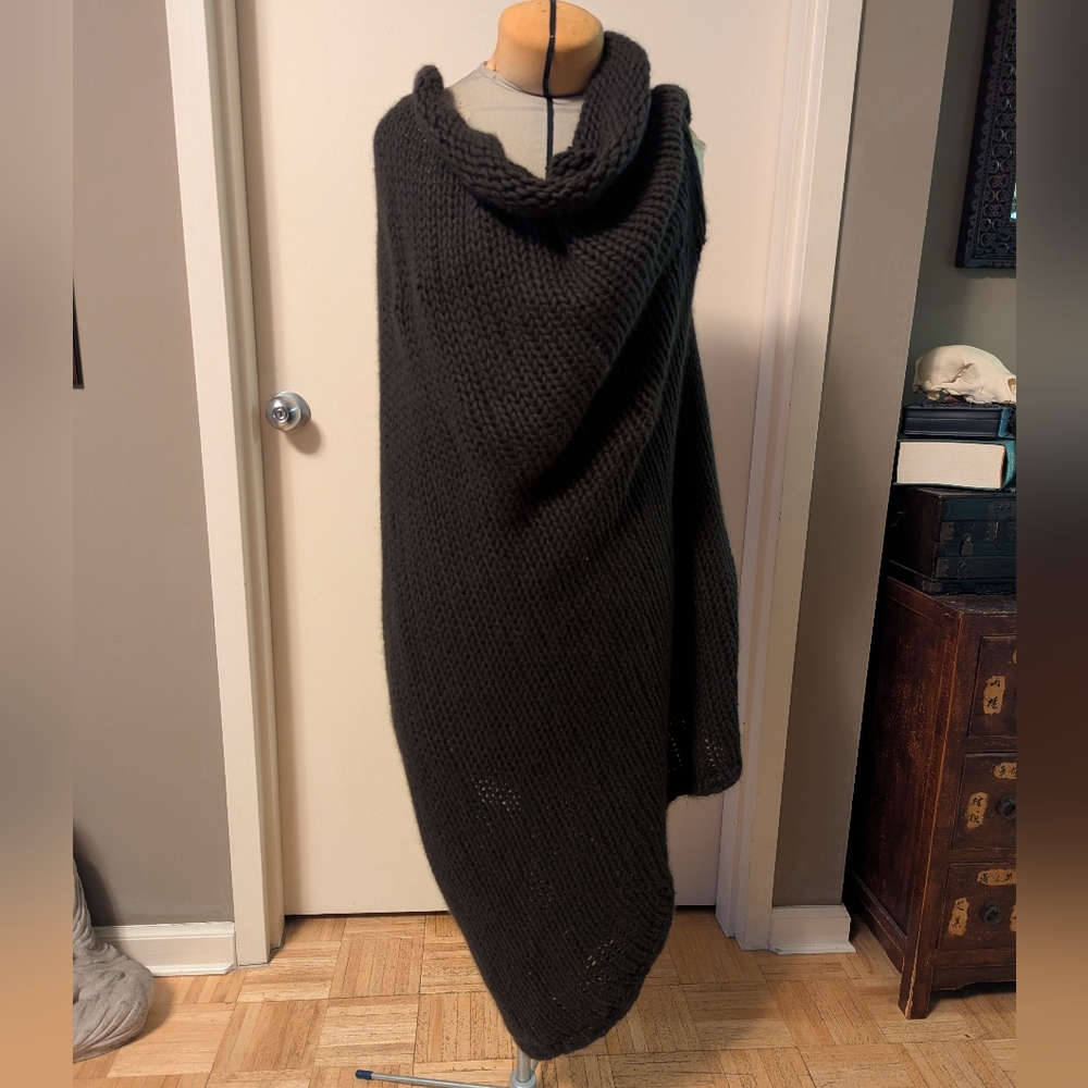 Rick Owens Black Knit Oversized Scarf Dress
